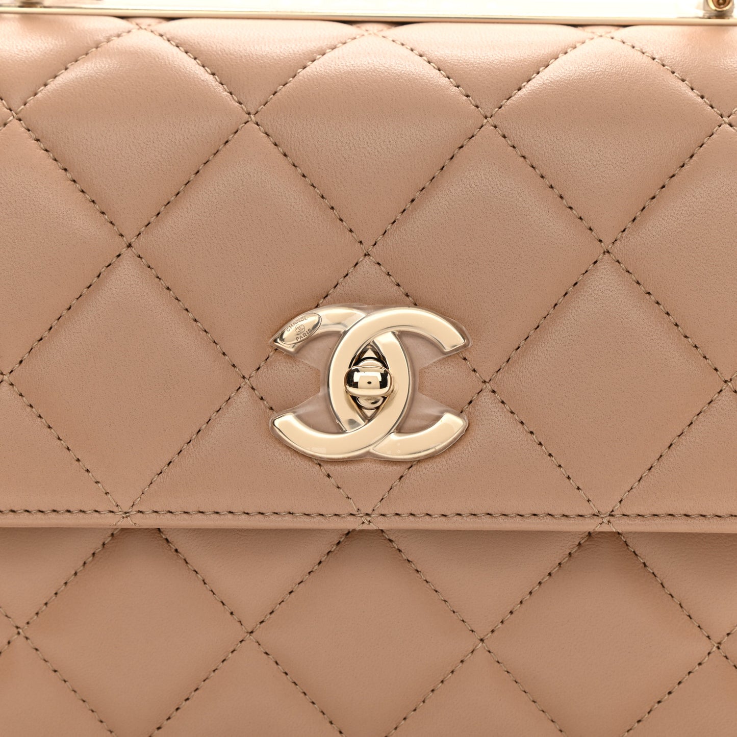 Lambskin Quilted Small Trendy CC Dual Handle Flap Bag Beige
