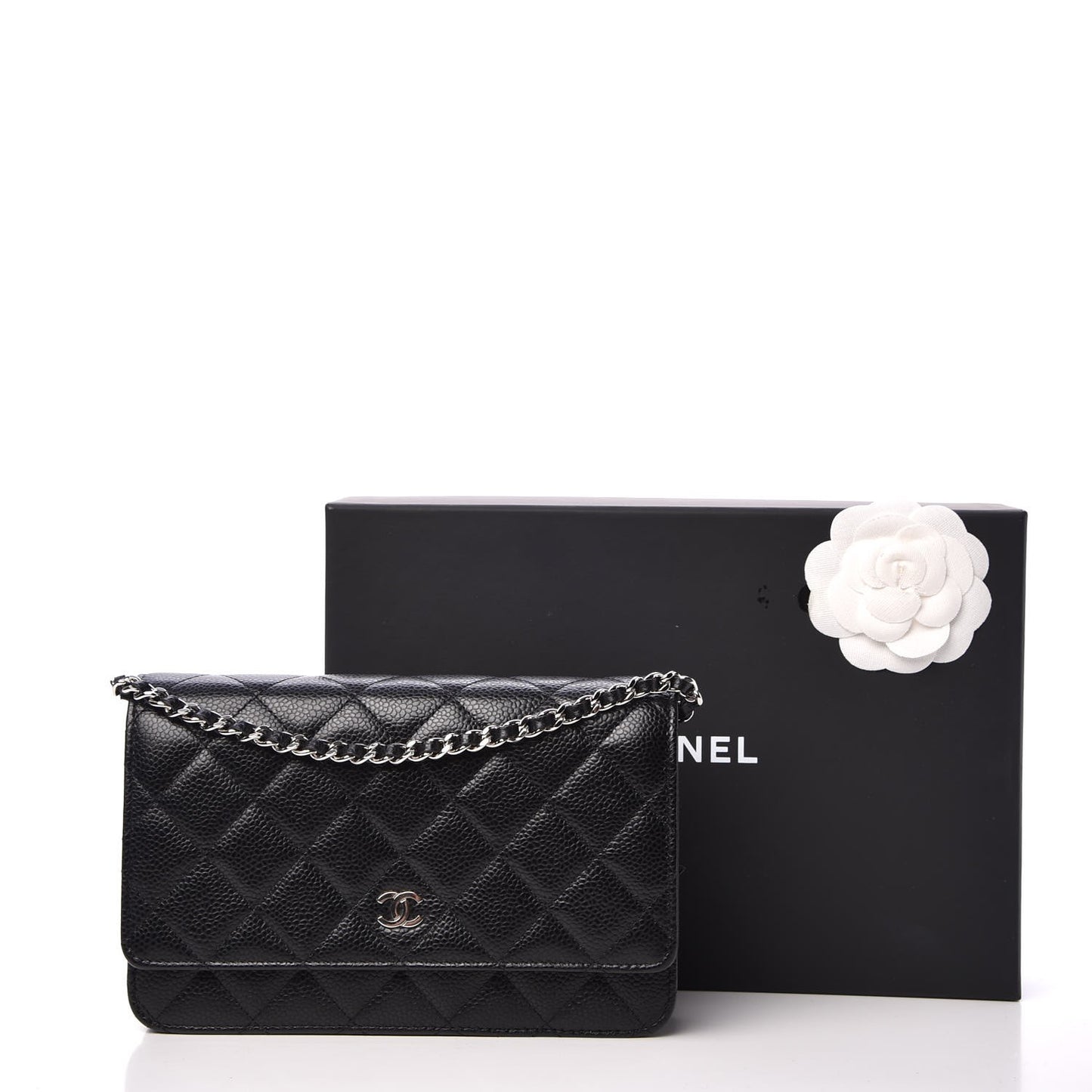 Caviar Quilted Wallet On Chain WOC Black