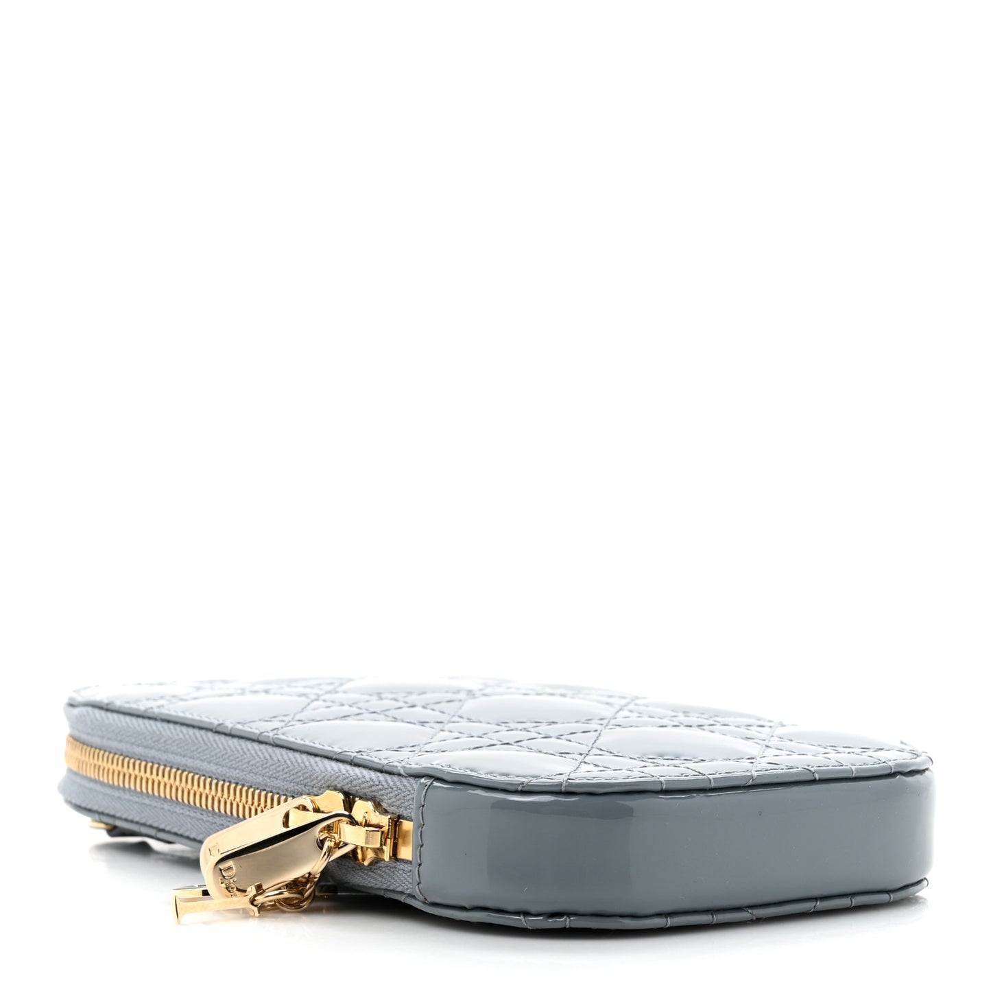 Patent Cannage Lady Dior Phone Holder Bracing Blue