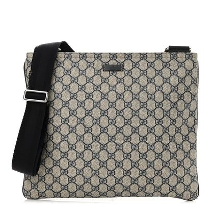 Gucci GG Plus Monogram Large Flat Messenger Bag Beige Blue 1 of 10