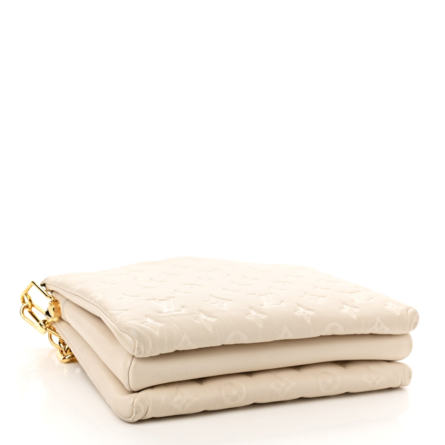 Louis Vuitton Lambskin Embossed Monogram Coussin PM Cream 4 of 9