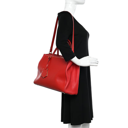 Fendi Vitello Elite Flamingo Regular 2Jours Tote Rosso Fiamma 2 of 13