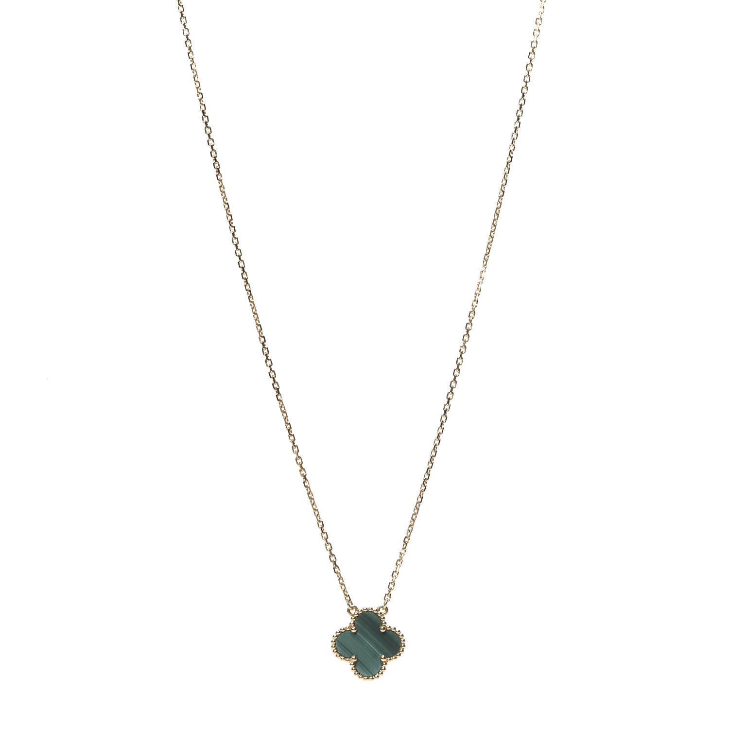 Van Cleef & Arpels 18K Yellow Gold Malachite Vintage Alhambra Pendant Necklace 1 of 6
