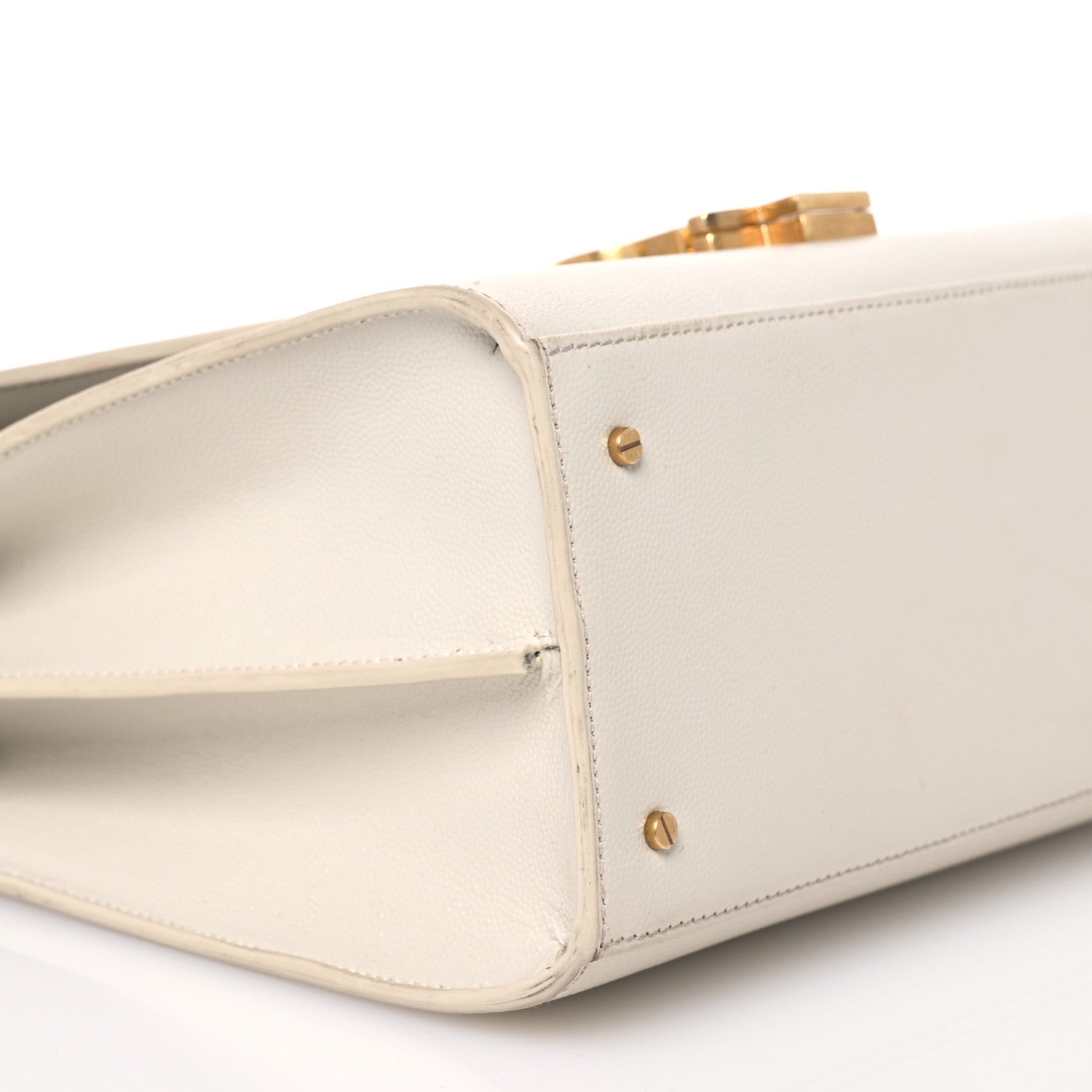 Saint Laurent Grain de Poudre Medium Classic Monogram Cassandra Top Handle Crema Soft Rouge Legion 11 of 20