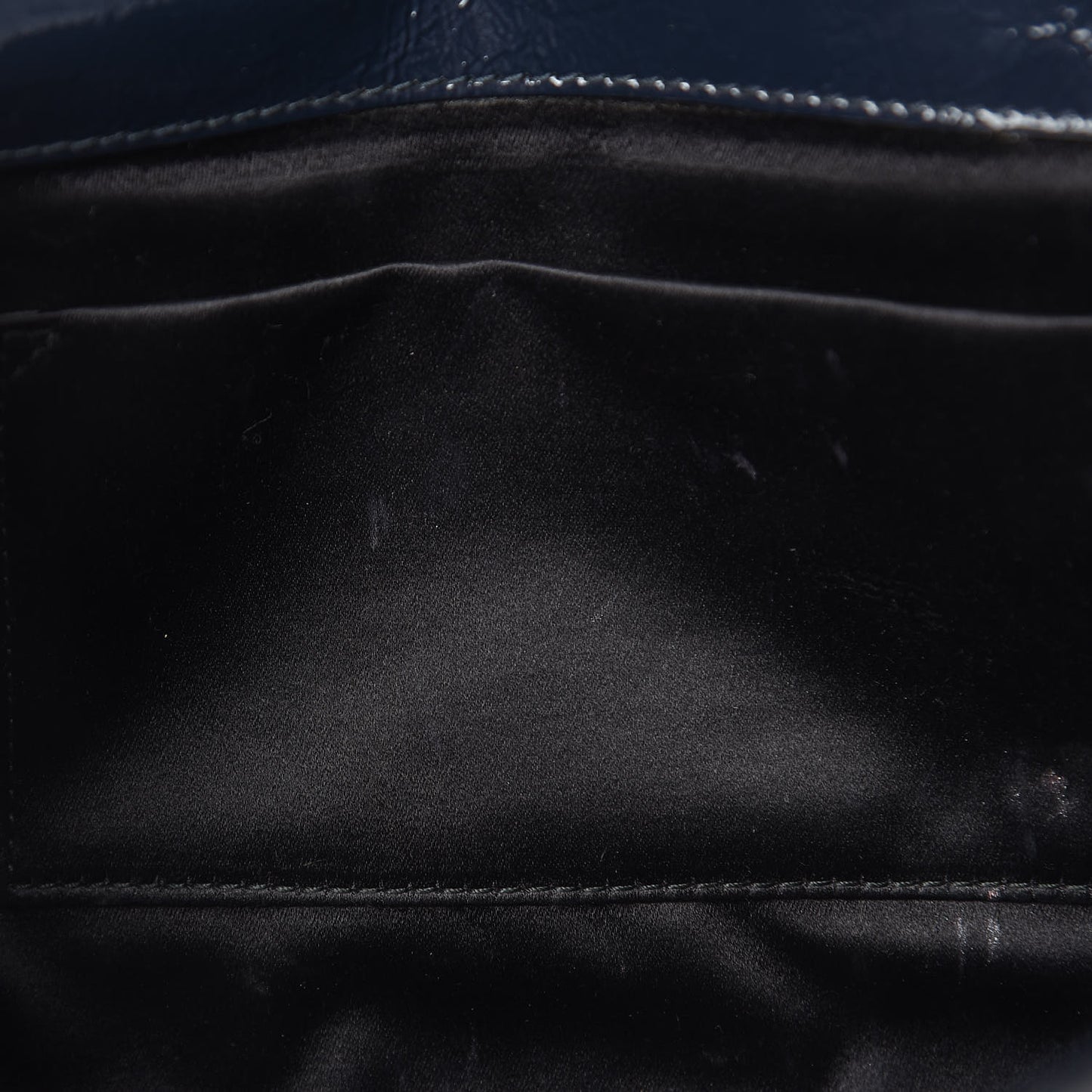 Textured Patent Calfskin Large Belle De Jour Clutch Deep Marine