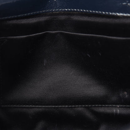 Saint Laurent Textured Patent Calfskin Large Belle De Jour Clutch Deep Marine 14 of 16