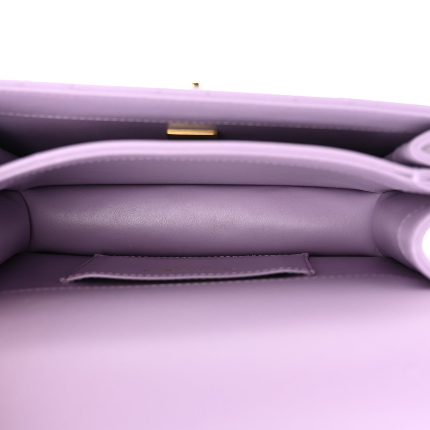 Shiny Calfskin Quilted Mini Metal Top Handle Flap Purple