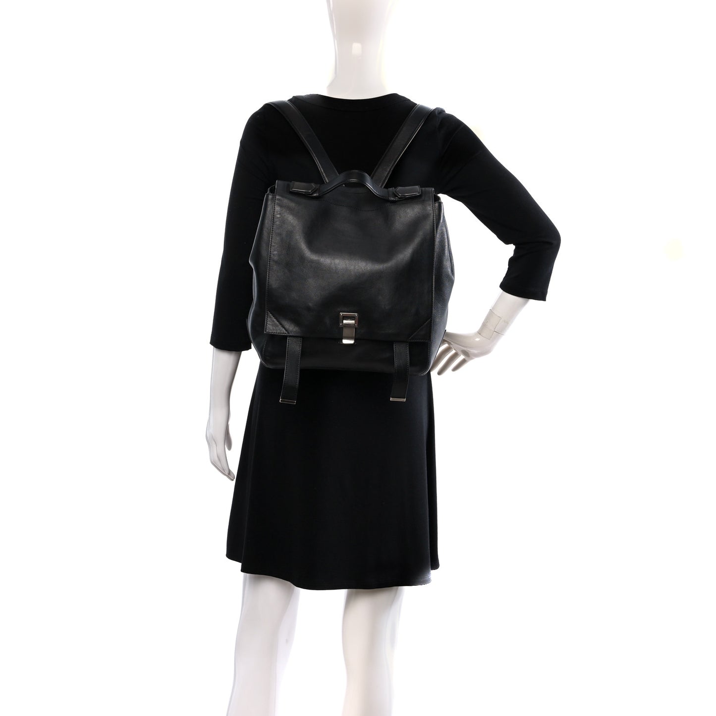 Calfskin Large PS Courier Backpack Black
