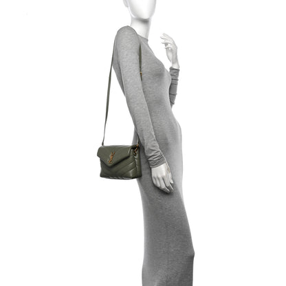 Saint Laurent Calfskin Y Quilted Monogram Toy Loulou Crossbody Bag Light Sage 2 of 12