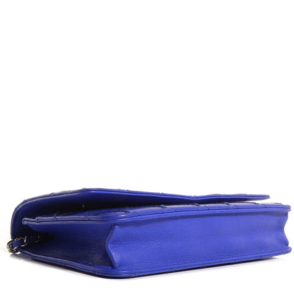 Chanel Calfskin Quilted Fancy CC Wallet On Chain WOC Blue 4 of 11