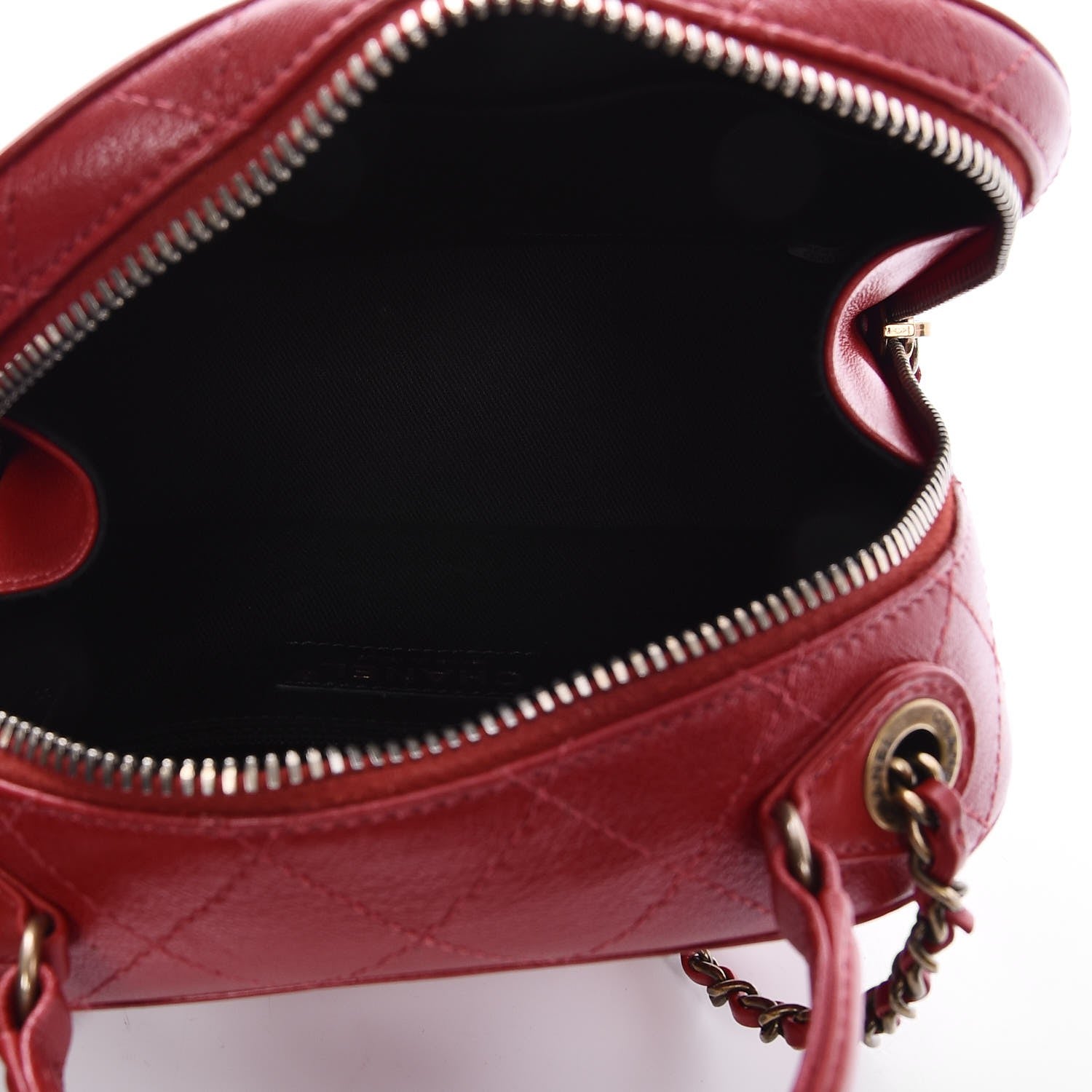 Chanel Shiny Calfskin Goatskin Quilted Small Coco Curve Vanity Red 5 of 8
