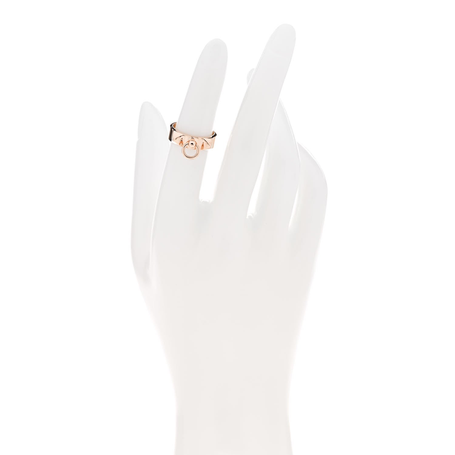 Hermes 18K Rose Gold PM Collier De Chien Ring 49 5 2 of 5