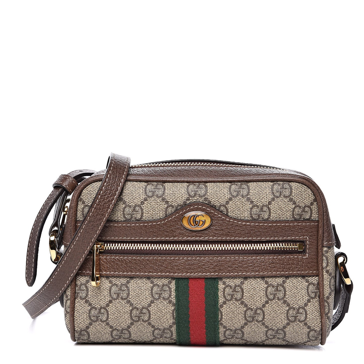 GG Supreme Monogram Web Mini Ophidia Shoulder Bag Brown