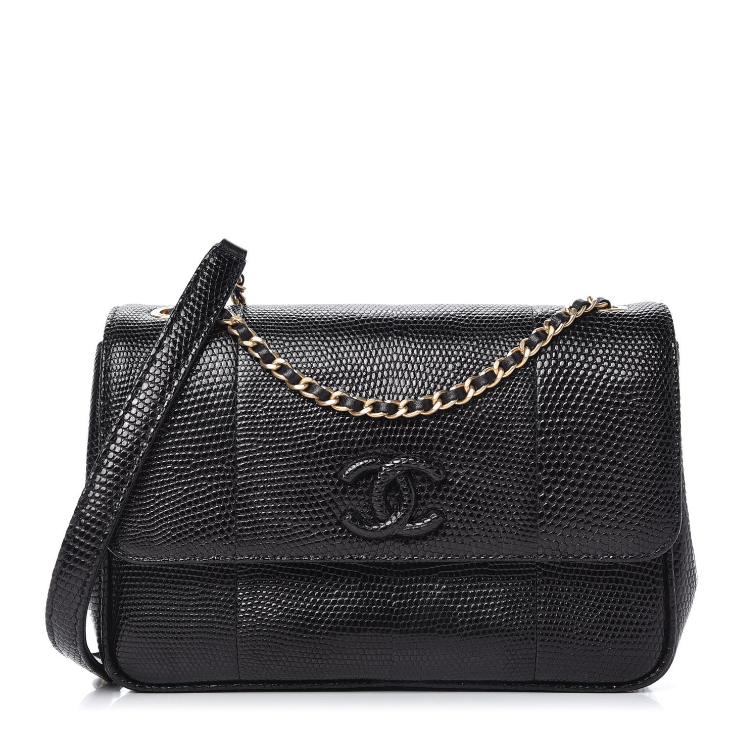 Lizard Coco Vintage Flap Black