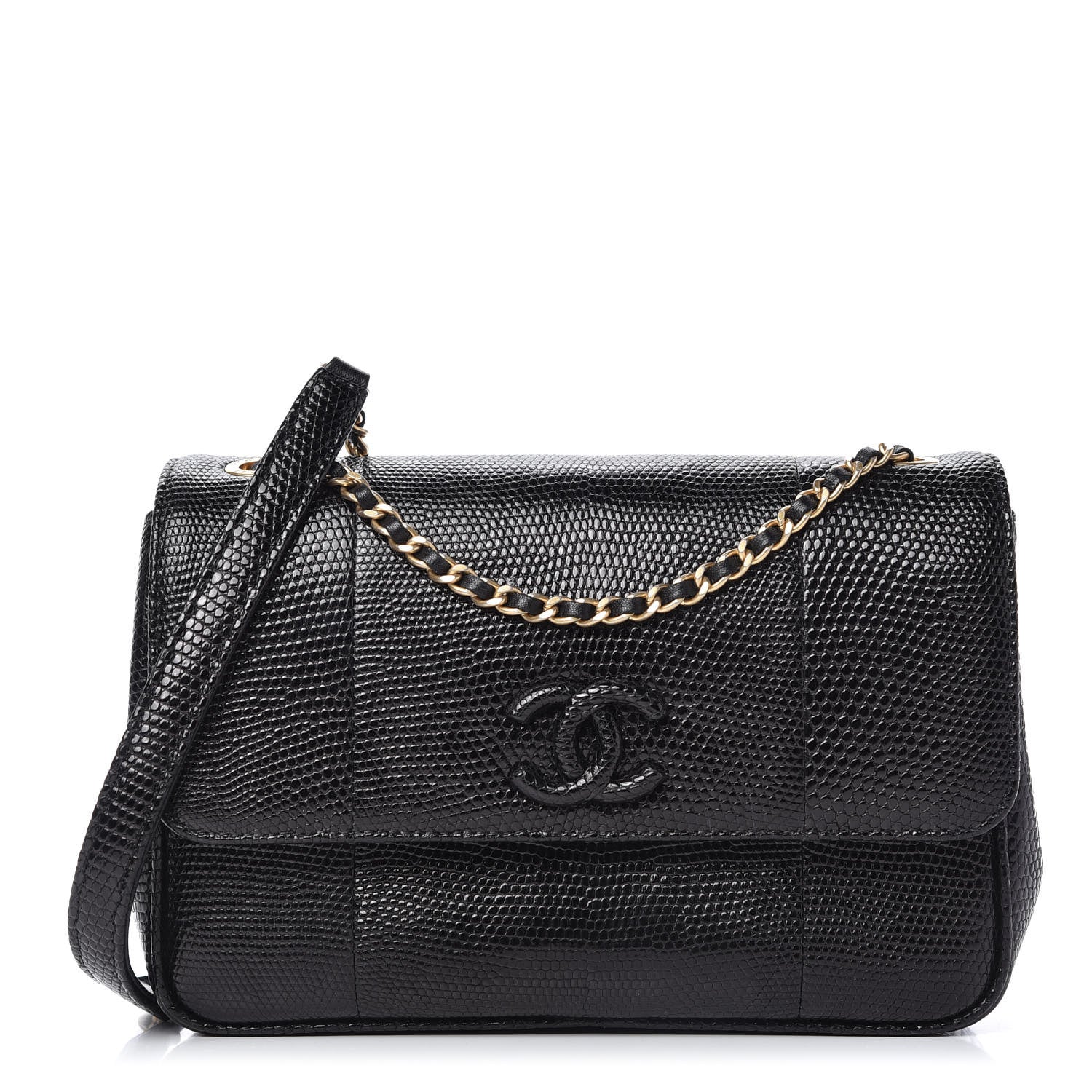 Chanel Lizard Coco Vintage Flap Black 3 of 11
