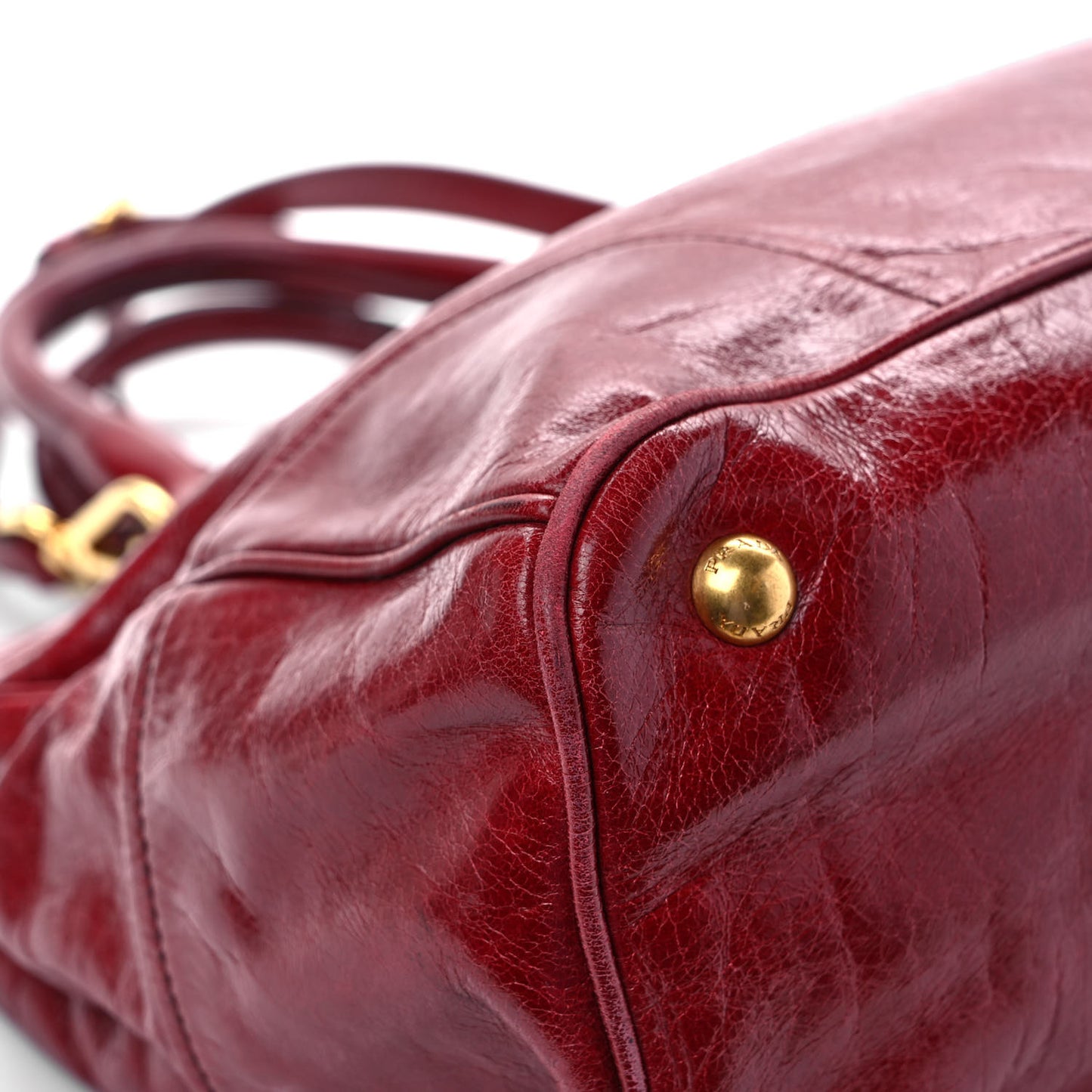 Vitello Shine Shopping Satchel Rosso
