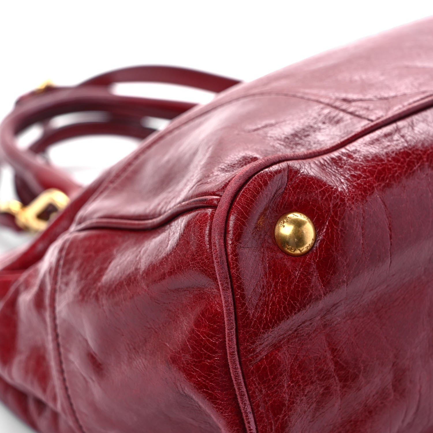 Prada Vitello Shine Shopping Satchel Rosso 9 of 12