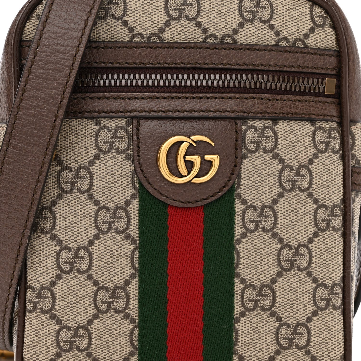 Gucci GG Supreme Monogram Web Mini Ophidia Messenger Brown 8 of 10