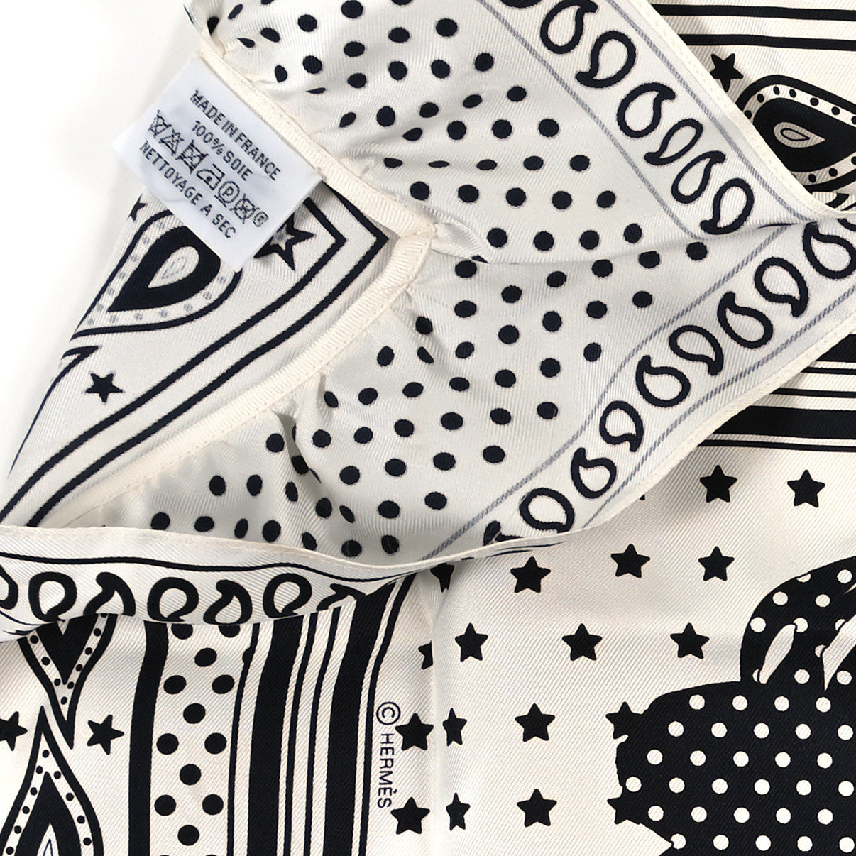 Silk Brides De Gala Bandana A Pois Scarf 70 White Black