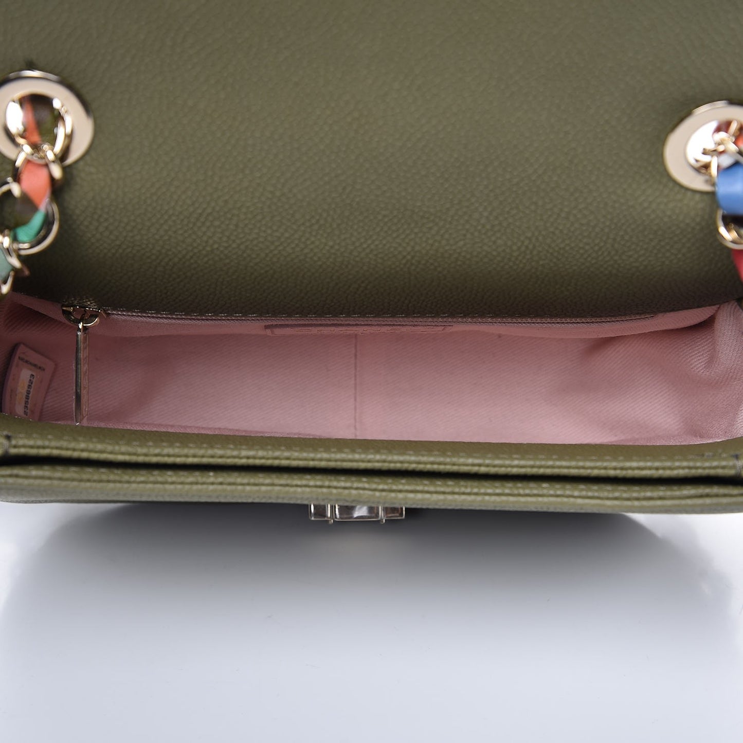 Grained Calfskin Quilted Small Cuba Top Handle Flap Khaki