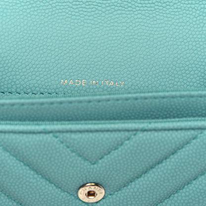 Chanel Caviar Chevron Quilted Flap Card Holder Green 6 of 9