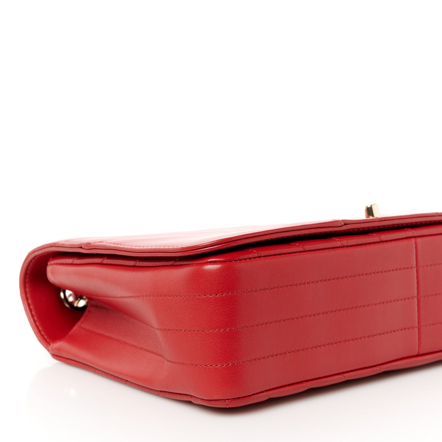 Calfskin Chevron Quilted Large Statement Flap Red