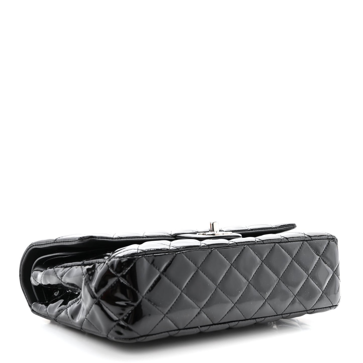 Patent Quilted Medium Double Flap Black