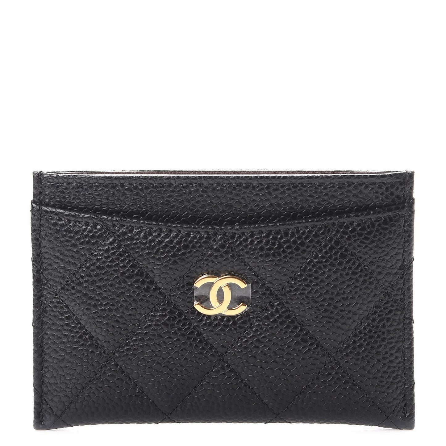 Caviar Quilted Card Holder Black