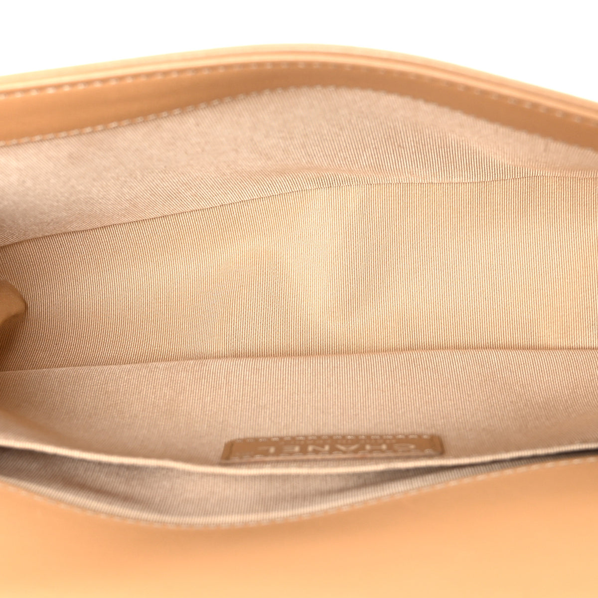 Calfskin Chevron Quilted Medium Boy Flap Beige