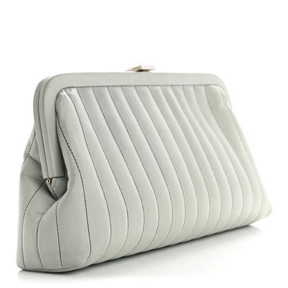 Chanel Lambskin Vertical Quilted Mademoiselle Clutch Light Green 3 of 12