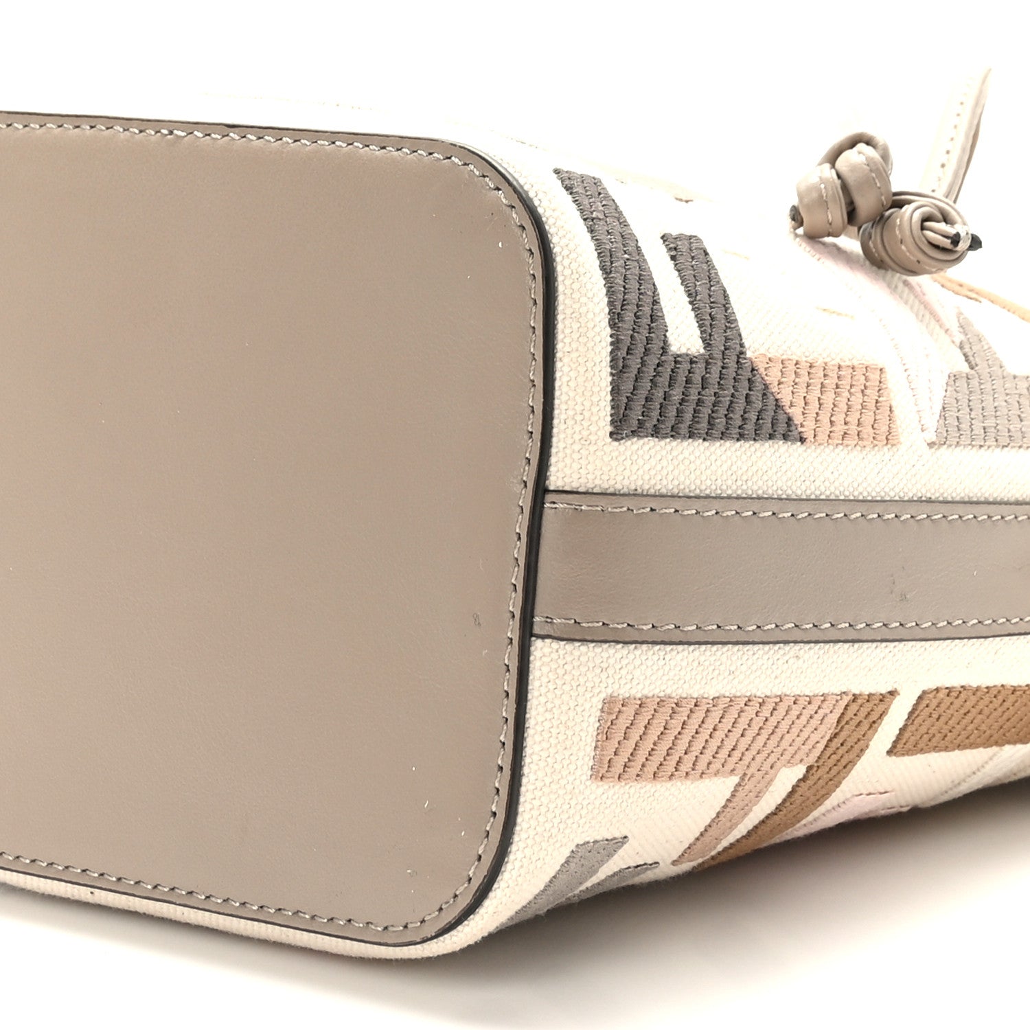 Fendi Canvas Vitello Grace F is Fendi FF Multicolor Embroidered Mini Mon Tresor Bucket Bag Grezzo Multicolor Tortora 9 of 9