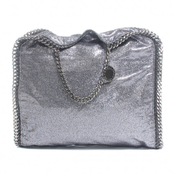 Stella McCartney Metallic Linen Falabella Silver 1 of 9