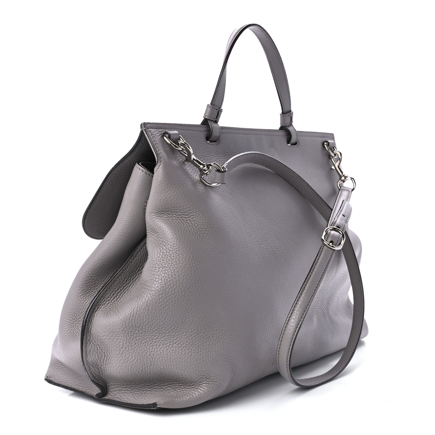 Gucci Cellarius Calfskin Large Bamboo Daily Top Handle Bag Storm Grey 3 of 8