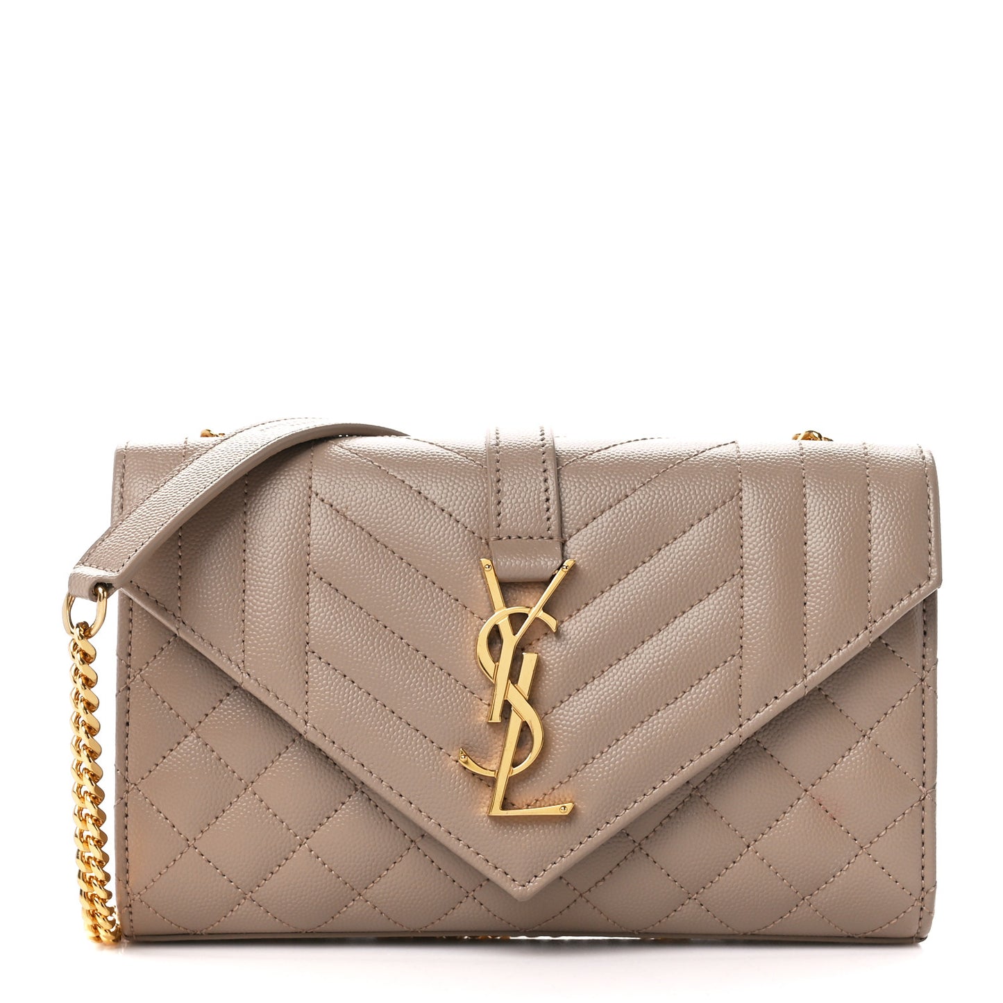 Grain De Poudre Textured Mixed Matelasse Triquilt Small Monogram Satchel Dark Beige