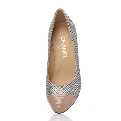 Chanel Lame Lace Cap Toe Pumps 37 Beige 11 of 12