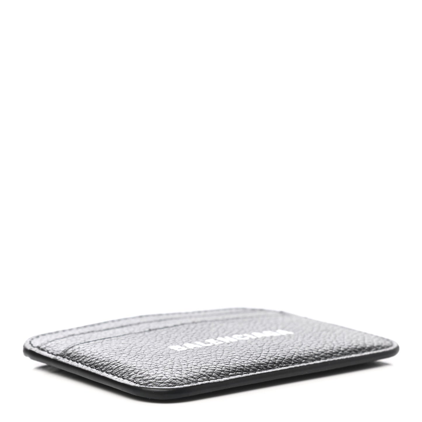 Grained Calfskin Logo Cash Rounded Card Holder Black White