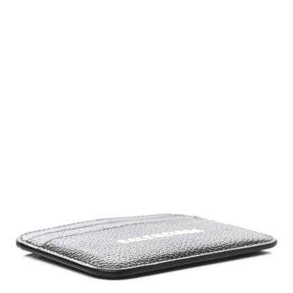 Balenciaga Grained Calfskin Logo Cash Rounded Card Holder Black White 4 of 8