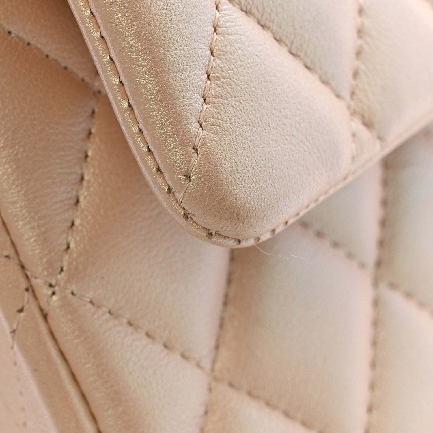 Chanel Iridescent Lambskin Quilted Medium Double Flap Beige 12 of 13