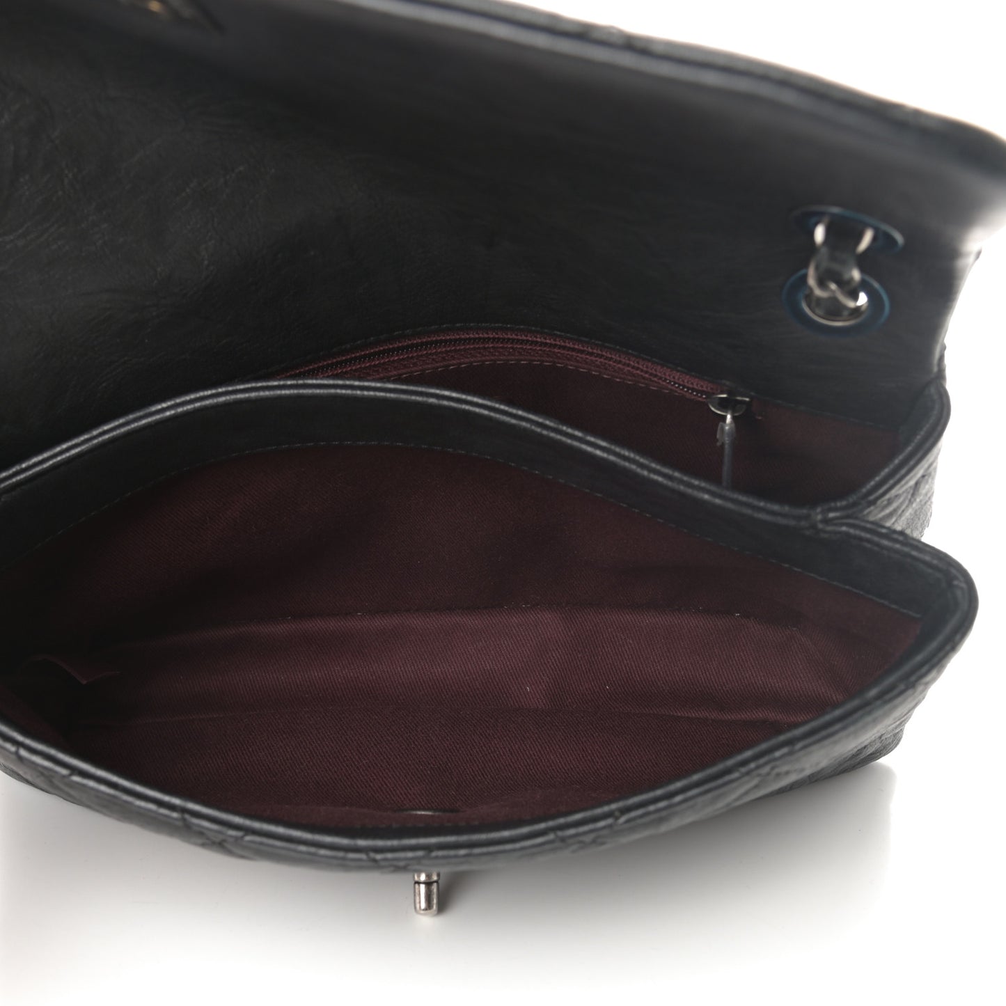 Crumpled Lambskin Quilted Medium Single Flap Black