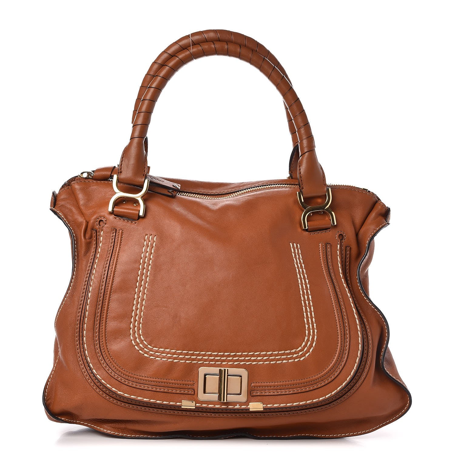 Chloe Sheepskin Large Marcie Lock Satchel Armagnac 1 of 11