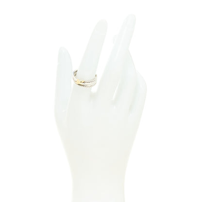 David Yurman Sterling Silver 18K Yellow Gold 6mm X Crossover Ring 56 7.5 2 of 4