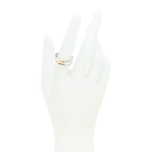 Sterling Silver 18K Yellow Gold 6mm X Crossover Ring 56 7.5