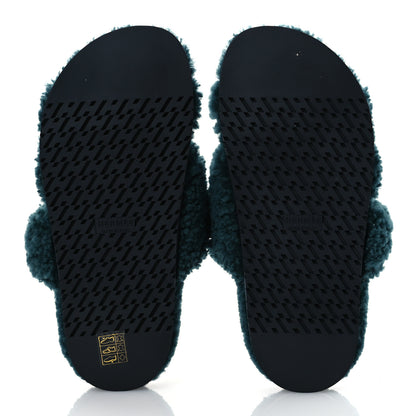 Hermes Woolskin Womens Chypre Sandals 37 Vert Anglais 7 of 12