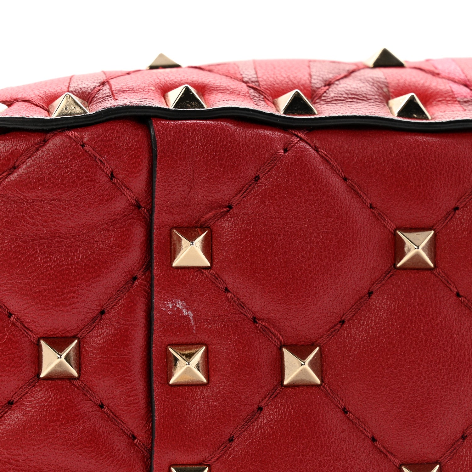 Valentino Garavani Nappa Lettering Print Medium Rockstud Spike Shoulder Bag Red Pink 11 of 13
