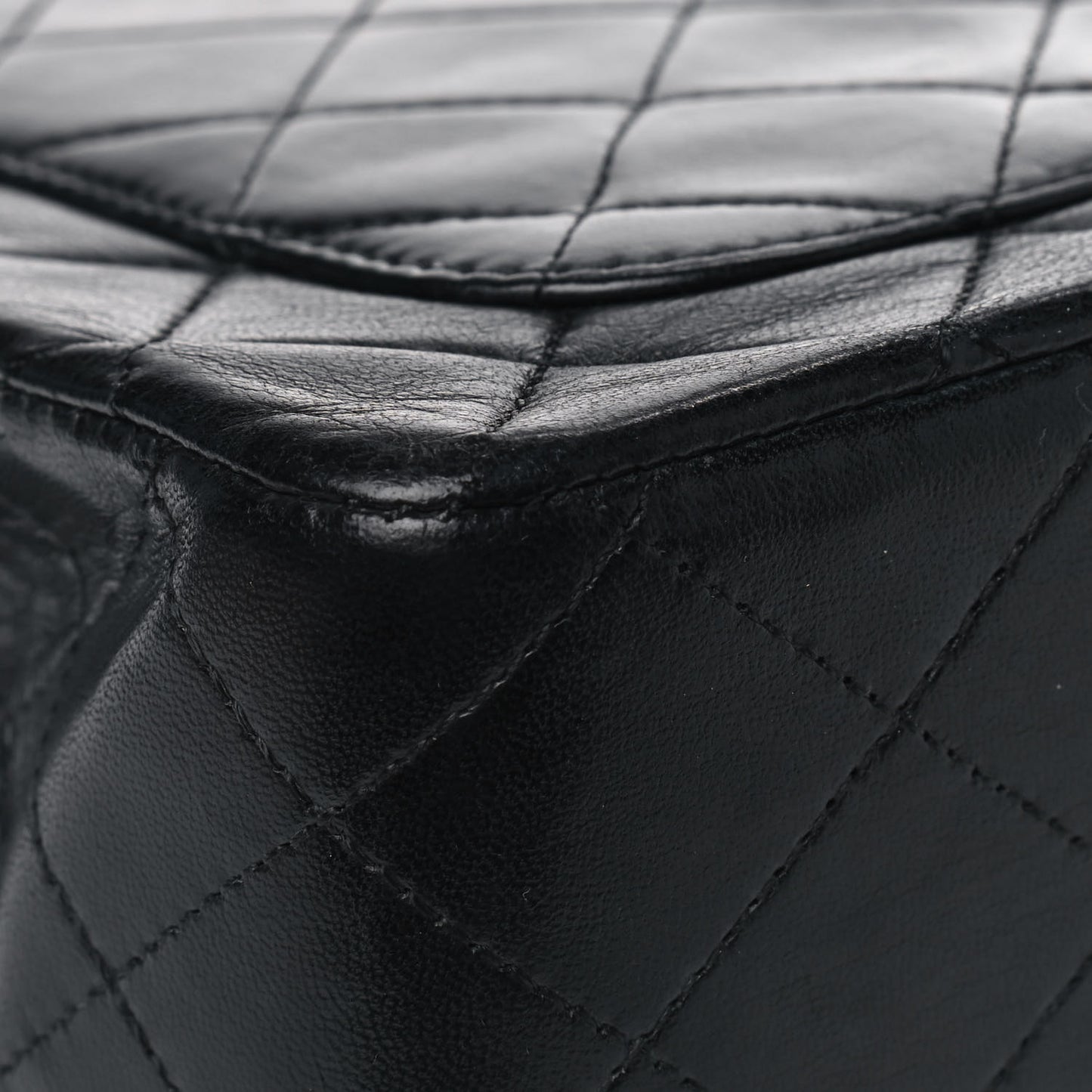 Lambskin Quilted Medium Double Flap Black