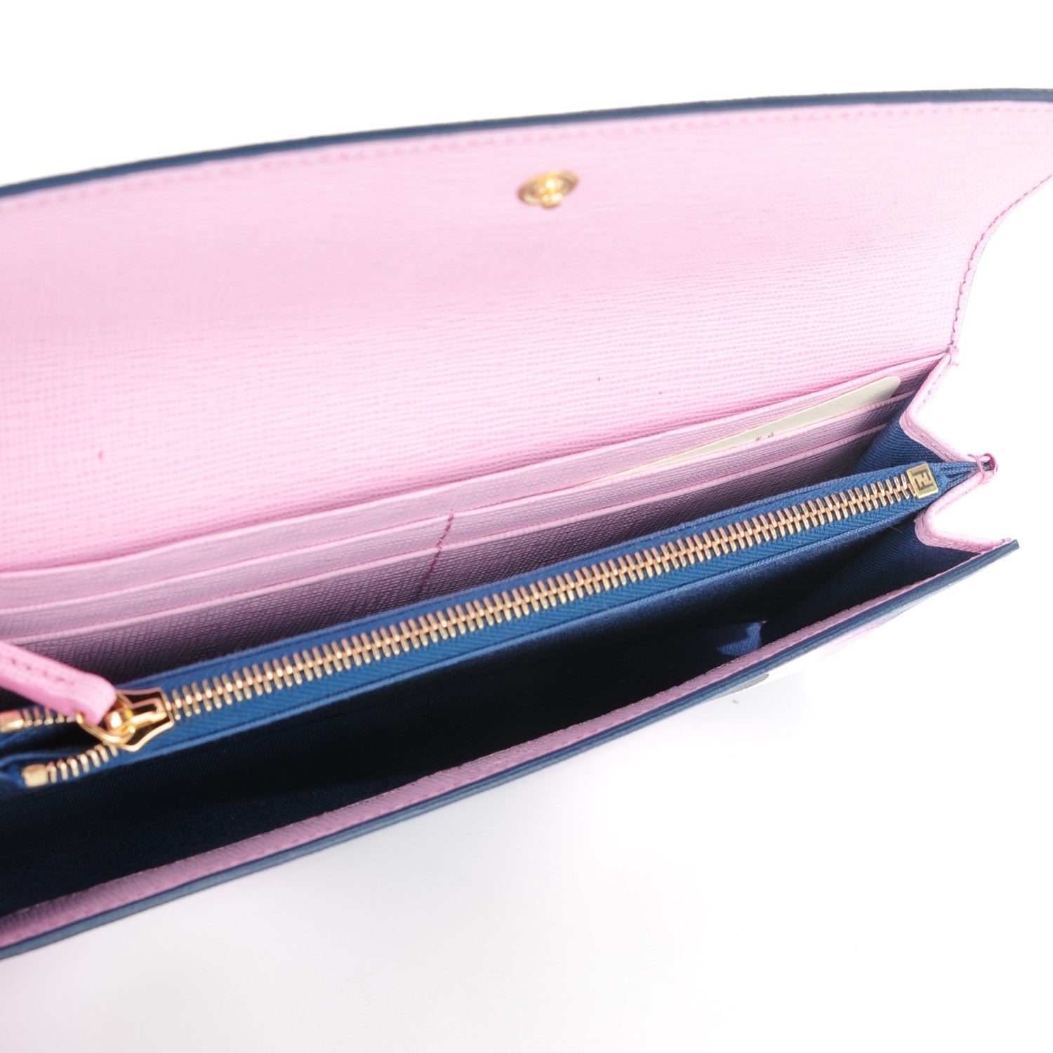 Fendi Vitello Elite Crystal Eye Monster Continental Wallet Cobalt Lavender Pink 5 of 8