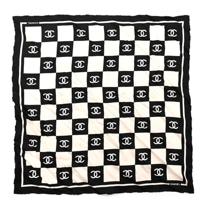Chanel Silk CC Scrunchie and Scarf Hair Tie Set White Black 3 of 5