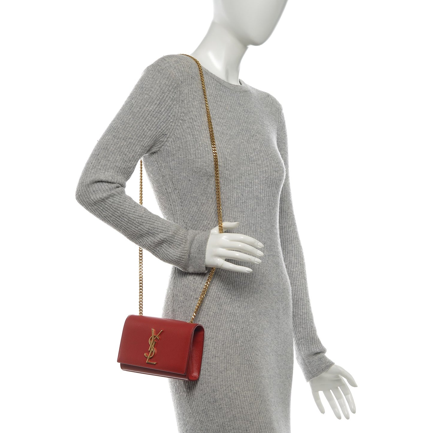 Grain De Poudre Small Classic Monogram Satchel Vermillion
