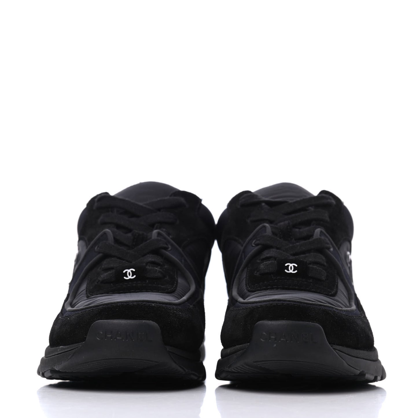 Nylon Calfskin Suede CC Sneakers 36.5 Black