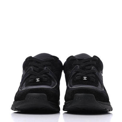 Chanel Nylon Calfskin Suede CC Sneakers 36.5 Black 2 of 18